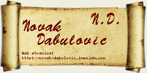 Novak Dabulović vizit kartica